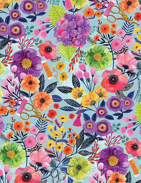 Sew Mischievous Sewing Floral Multi 2030