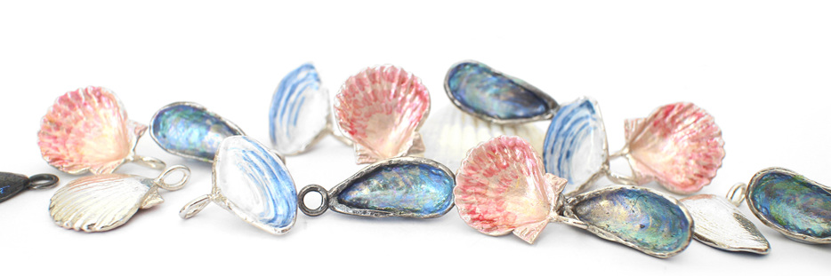 shells fanshell pipi mussel shell jewellery jewelry nz handmade sterling silver