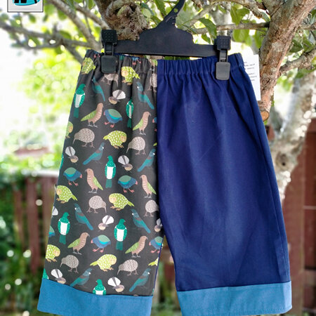 Shorts - Royal Blue and NZ Birds with Pale Blue, Size 6