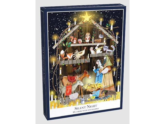 Silent Night Christmas Cards real and exciting card pack 16 nativity