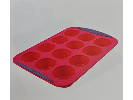 Silicone 12 Cup Muffin Pan - Red