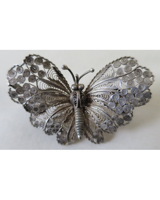 Silver butterfly brooch
