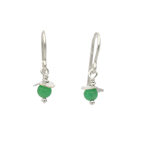 Silver Chrysoprase Rosehip Earrings