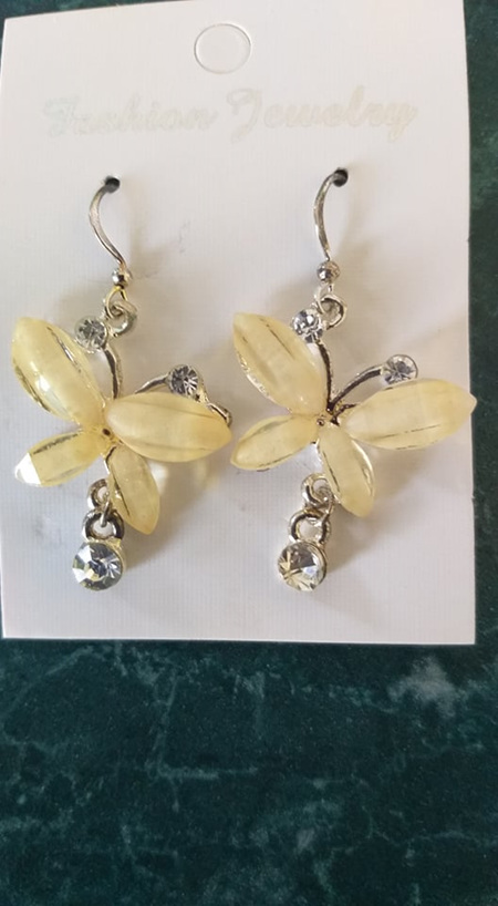 Silver & Cream Butterfly Earrings
