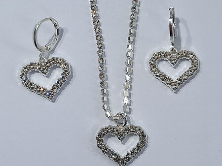 Silver Heart Pendant & Earring Set