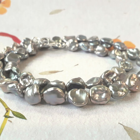 Silver Keshi Pearl Necklace - single strand