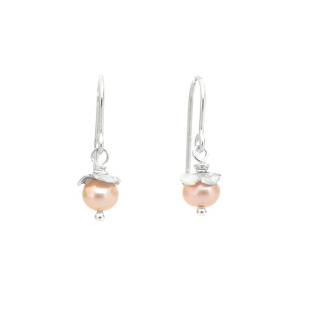 Silver Pink Pearl Rosehip Earrings