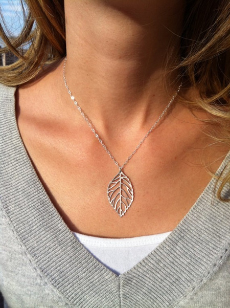 Silver Plated Leaf Necklace