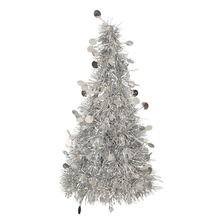 Silver tinsel tree centrepiece 26cm