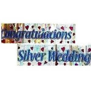 Silver Wedding Hearts Banner