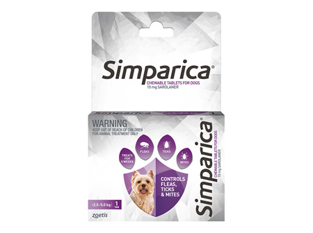Simparica Chew for Dogs 2.5 to 5.0kg Single pk (10mg)