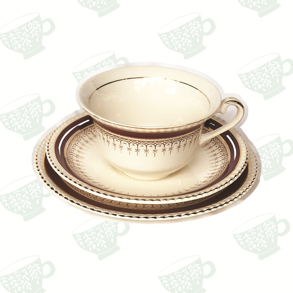 Simpsons Potters Bone China Tea Cup, Saucer & Plate Trio Set