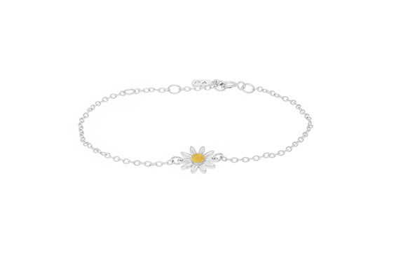 Single daisy bracelet - sterling silver and gold plating