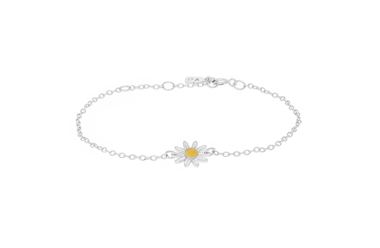 Single daisy bracelet - sterling silver and gold plating