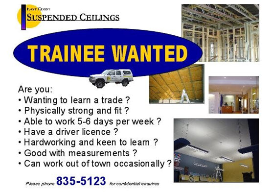 Situations vacant ceiling fixer employment apprenticeship