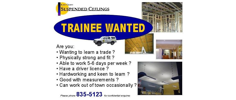 Situations vacant ceiling fixer employment apprenticeship