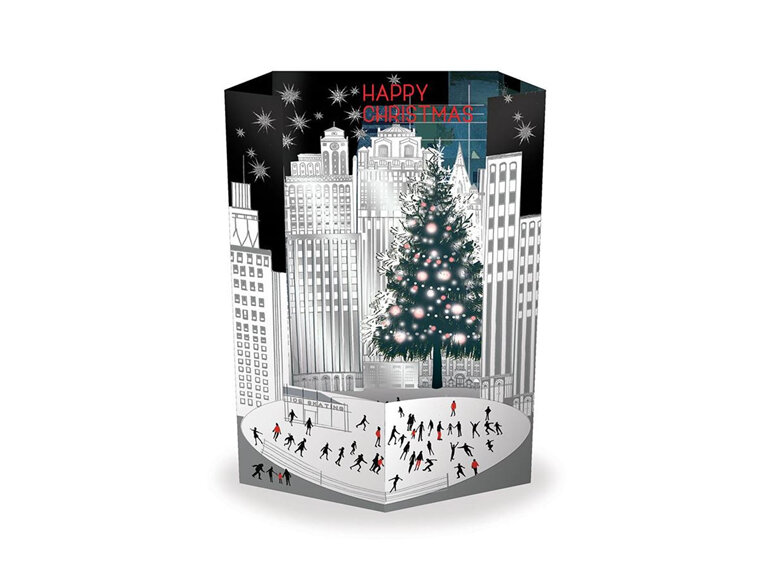 Skating Scene NYC 3D Fold-Out Expanding Christmas Card