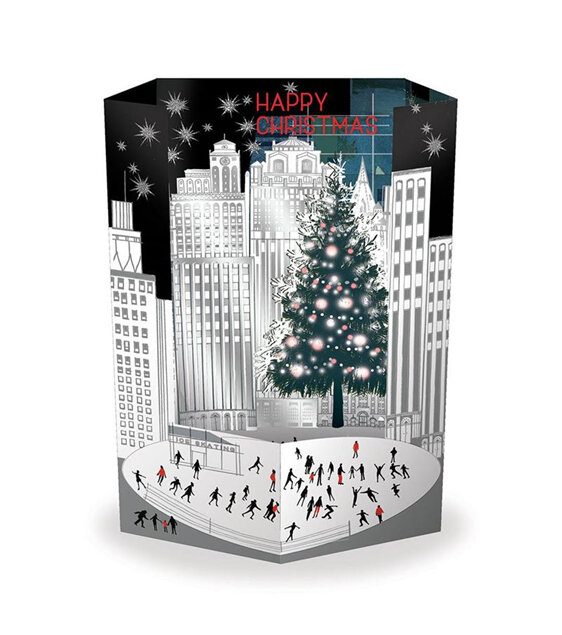 Skating Scene NYC 3D Fold-Out Expanding Christmas Card