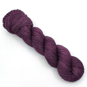skein of 4ply Bluefaced Leicester wool in aubergine purple