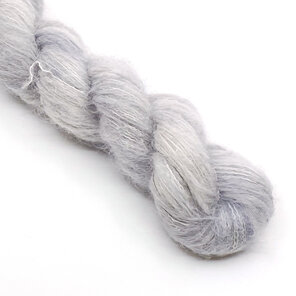 skein of brushed suri alpaca and silk in light platinum grey