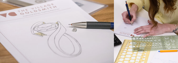 Sketching custom jewellery designs The Village Goldsmith