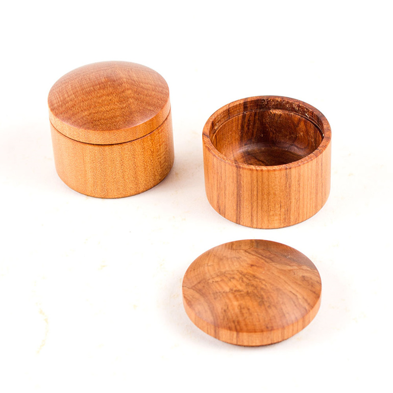 small round boxes - made from rimu and kauri - made in new zealand