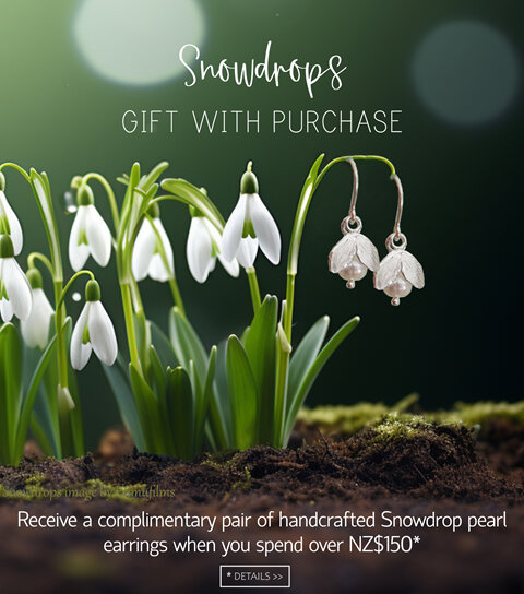 Snowdrops Free Gift with Purchase Complimentary pearl earrings handmade nz