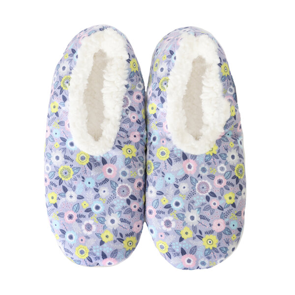 SnuggUps Women's Slippers Print Grey Floral Large