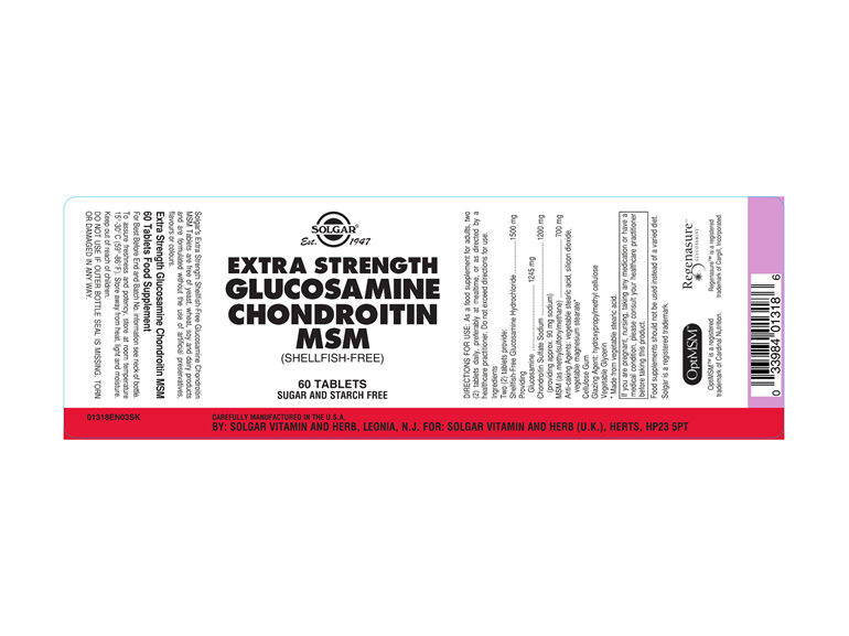 Solgar® Extra Strength Glucosamine Chondroitin MSM Tablets 60 tabs