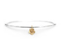 Solid 9k gold forget me not flower sterling silver bangle nz lilygriffin jewelry