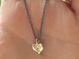 solid 9k gold heart oxidised sterling silver necklace  lilygriffin nz jeweller