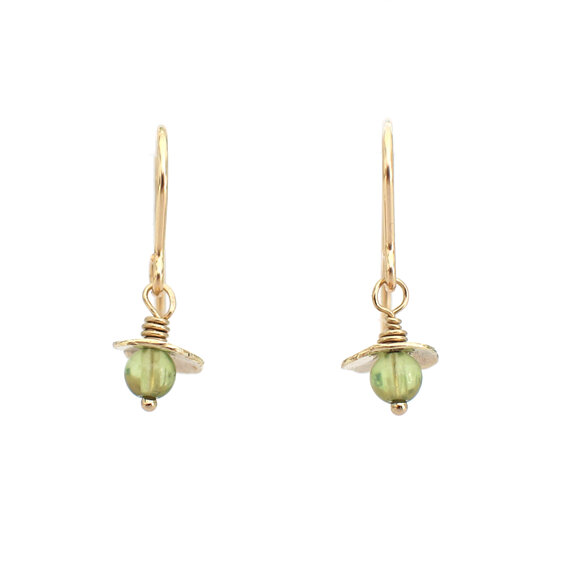Solid gold peridot rosehip earrings august birthstone lilygriffin nz jewellery