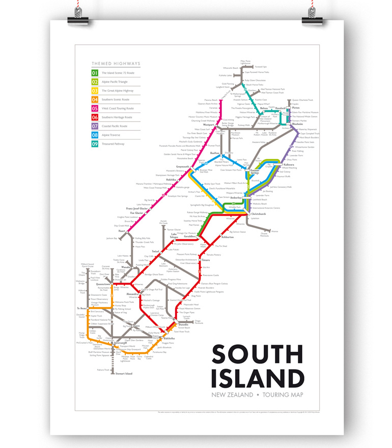 South Island New Zealand Touring map