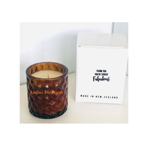 SOY  CANDLES - AMBER HEXANGON  250ml -french pear