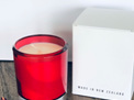 SOY WAX CANDLES - RED BEVEL 300ml-champagne & strawberry