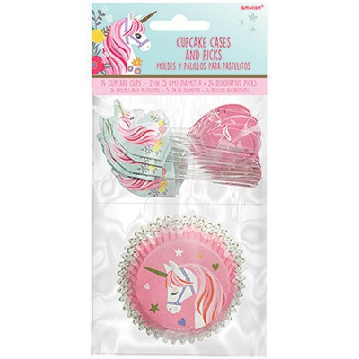 Sparkle unicorn cupcake cases & picks