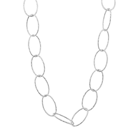 Sparkly Oval Link Sterling Silver Necklace