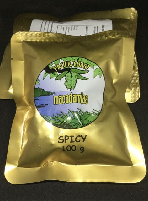 Spicy Macadamia Nuts 100g - Pacific coast Macadamias