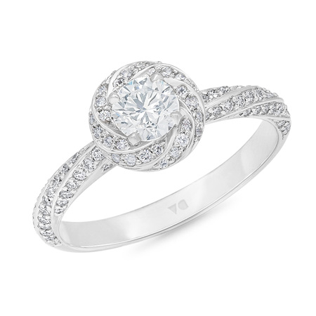 Spiral Halo Diamond Engagement Ring