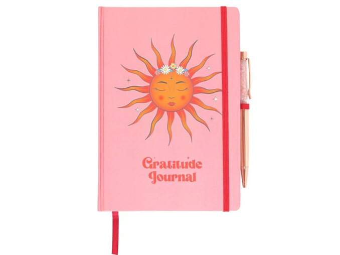 Spirit of Equinox Sun Gratitude Journal with Rose Quartz Pen