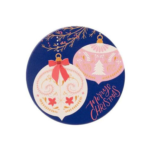 Splosh Christmas Ceramic & Cork Coaster Navy Baubles