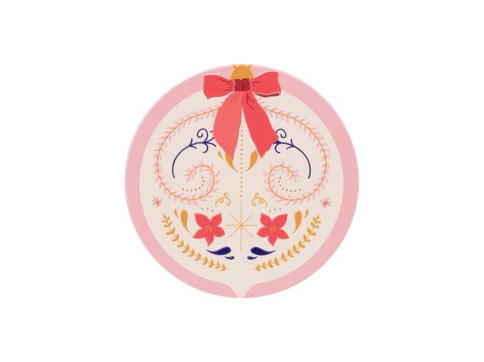 Splosh Christmas Ceramic & Cork Coaster Pink Bauble