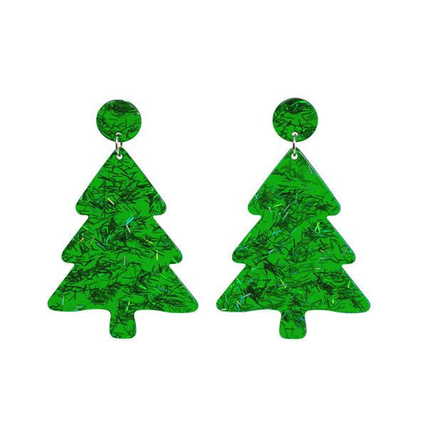 Splosh Christmas Green Glitter Tree Earrings