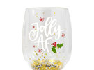 Splosh Christmas Stemless Glass Jolly AF with Glitter
