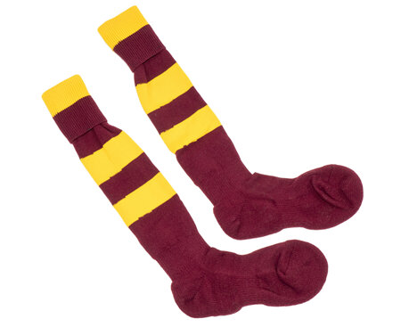 Sport Socks - Gold / Maroon Striped [RUGBY]
