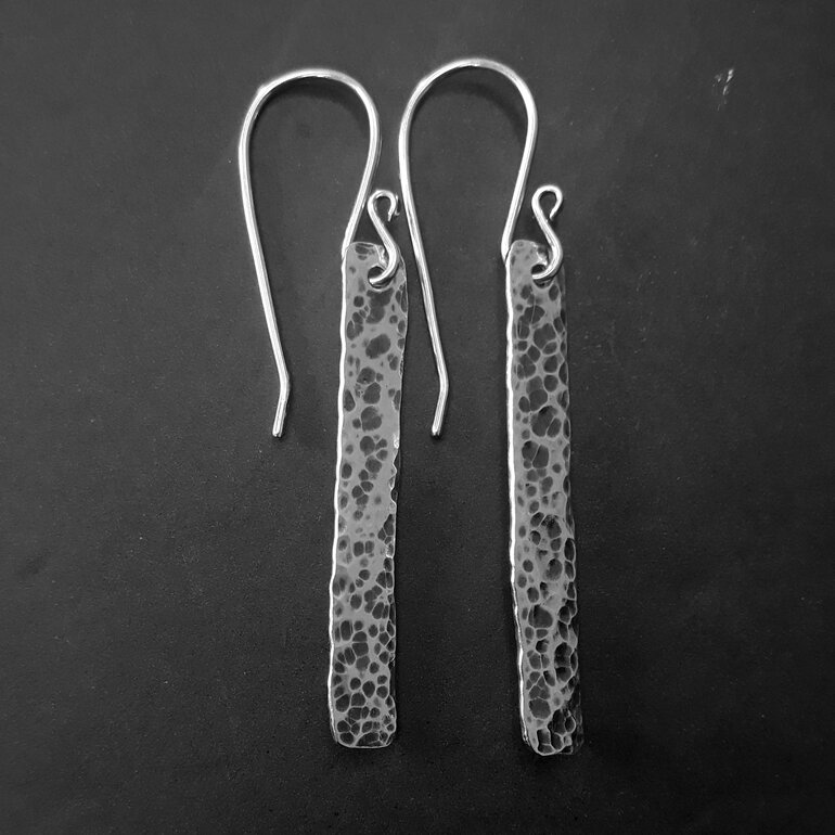 spotted sterling silver earrings with hammered texture