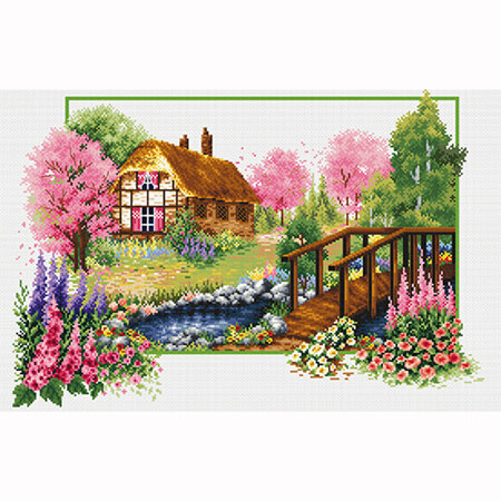 Spring Cottage No-Count Cross Stitch