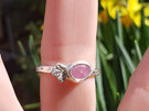 spring pink sapphire rosecut leaves sterling silver ring nz jeweller