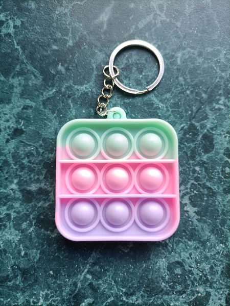 Square Small Pop-it with Chain - Green, Pink & Purple
