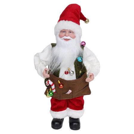 Standing Santa holding lightbulbs and candycane